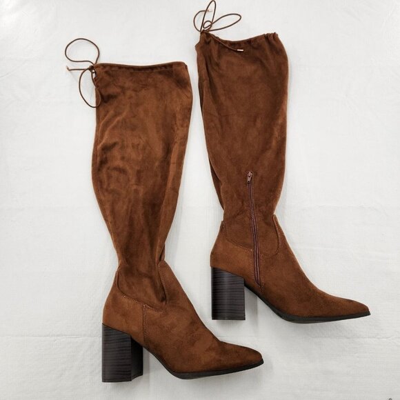 Journee Collection Womens Paras Extra Wide Calf Stacked Heel Knee Boots Size 11 - Picture 1 of 8